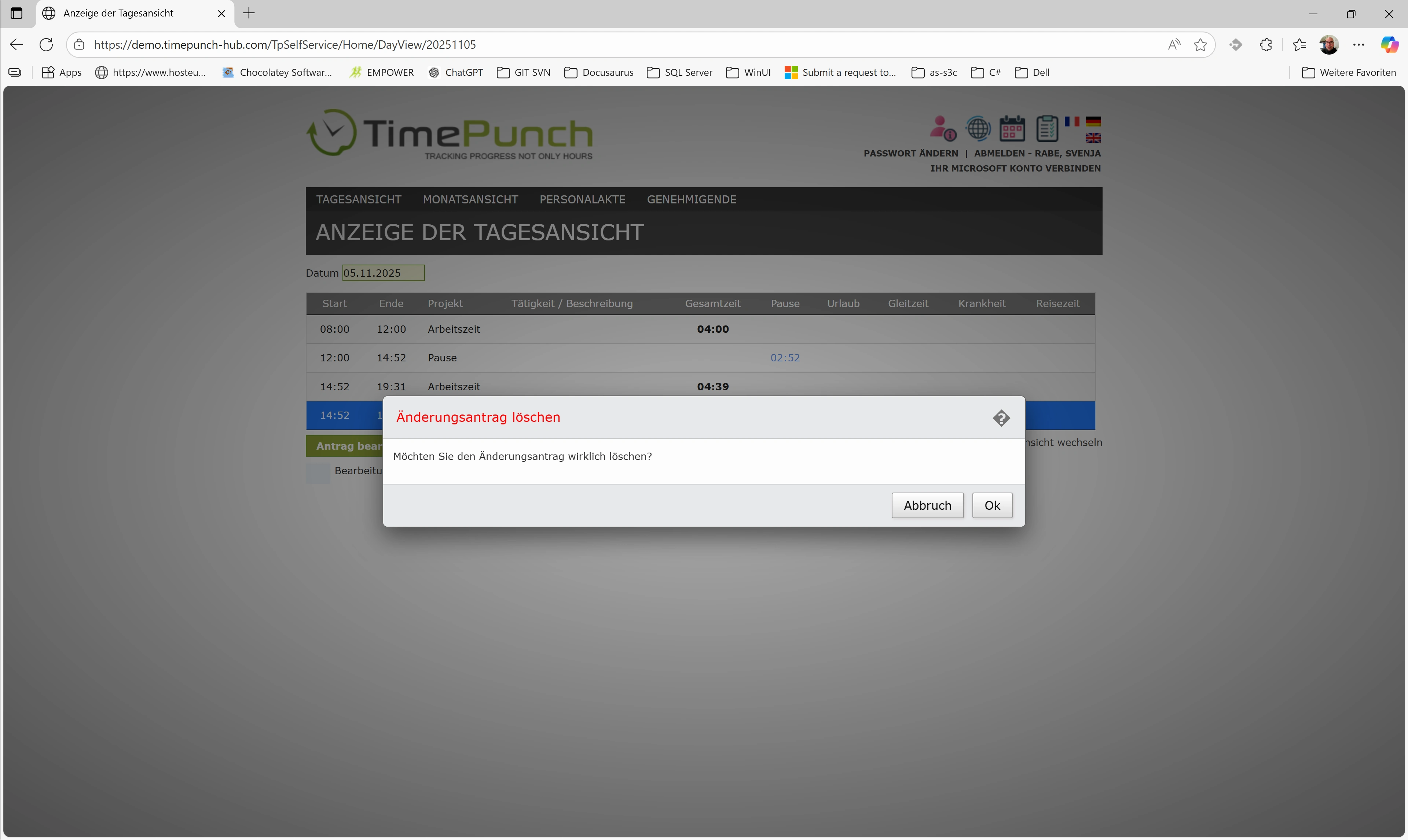 Selbstauskunft – Antrag löschen