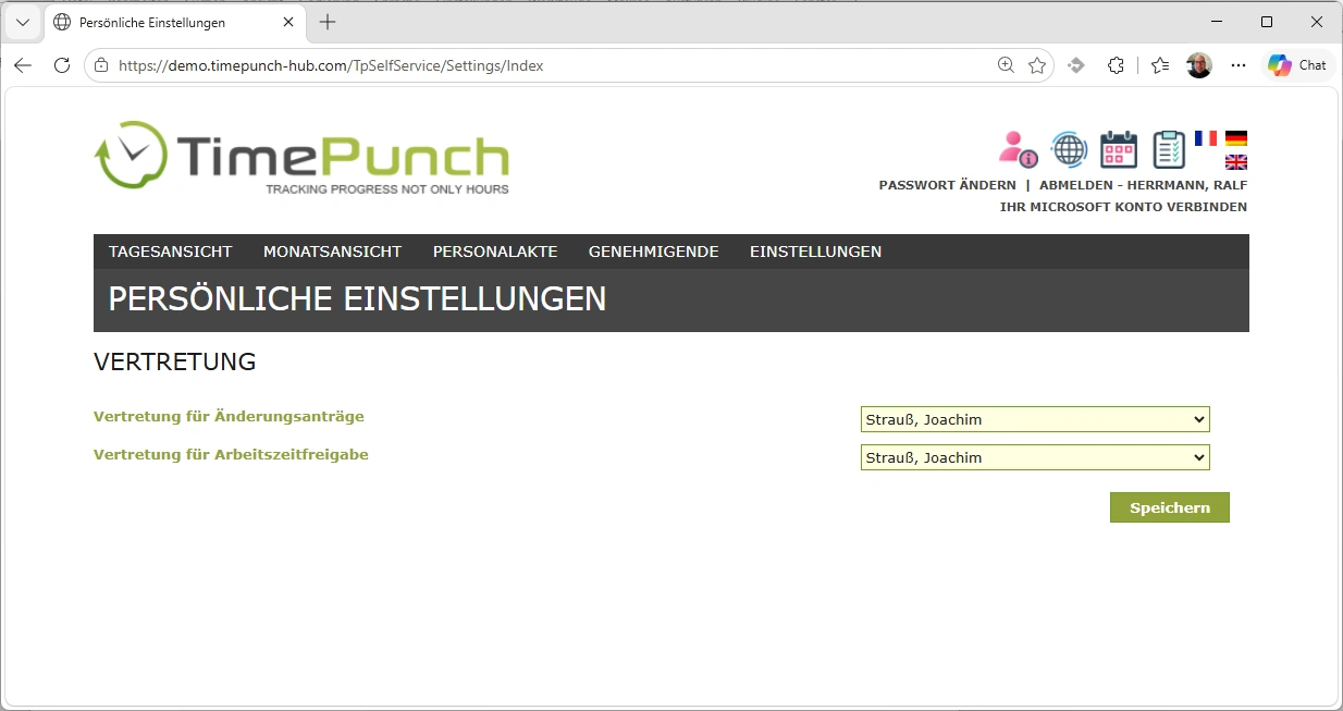 Vertretung festlegen