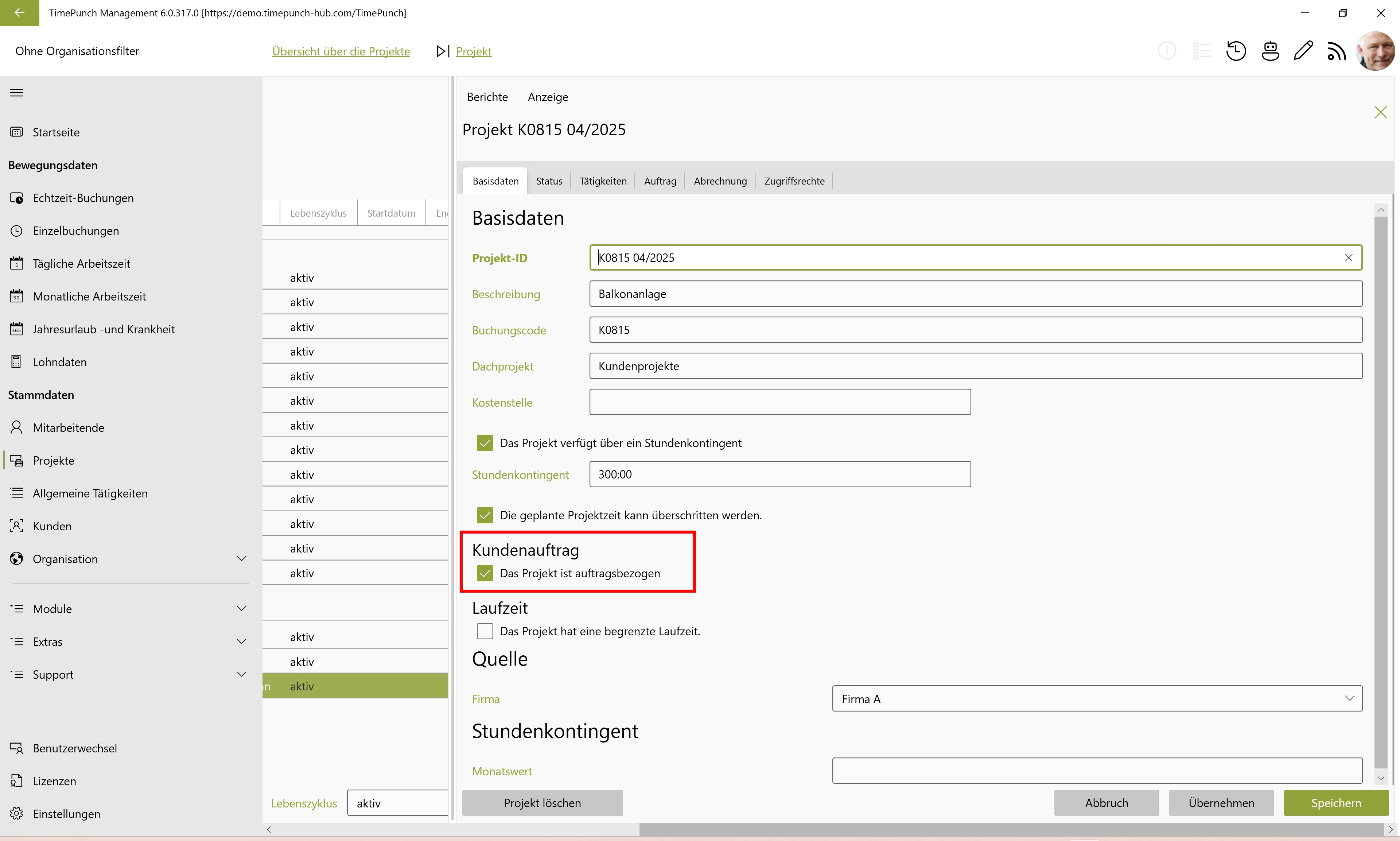 Projekt ist ein Kundenauftrag