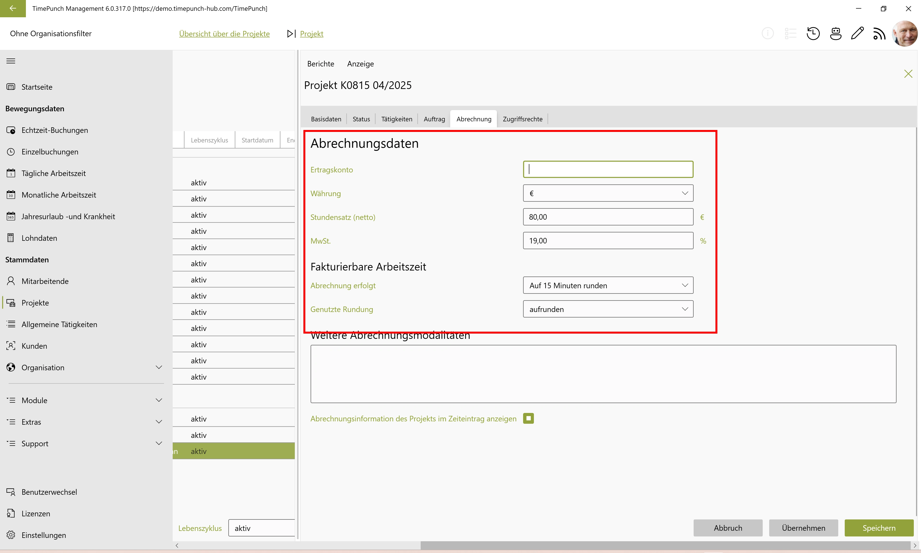 Abrechnungsrelevante Daten
