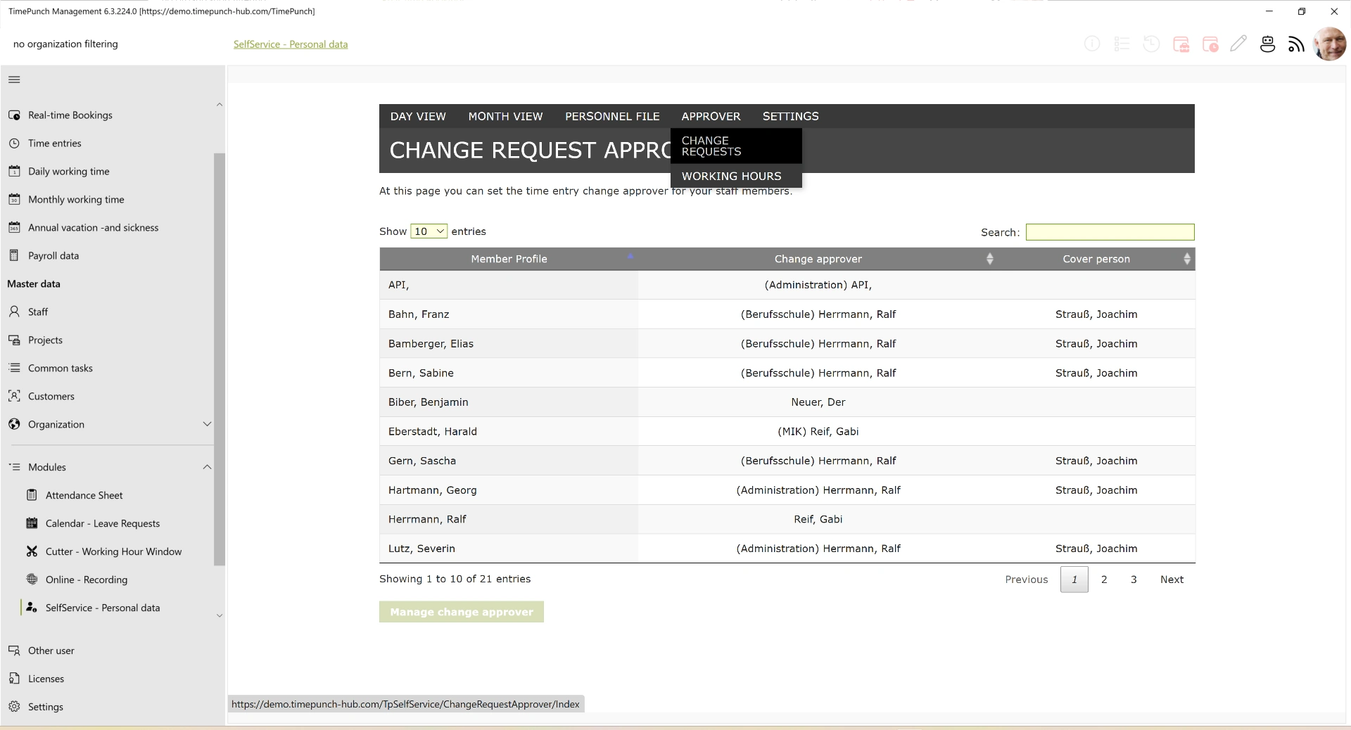 Set approvers for change requests
