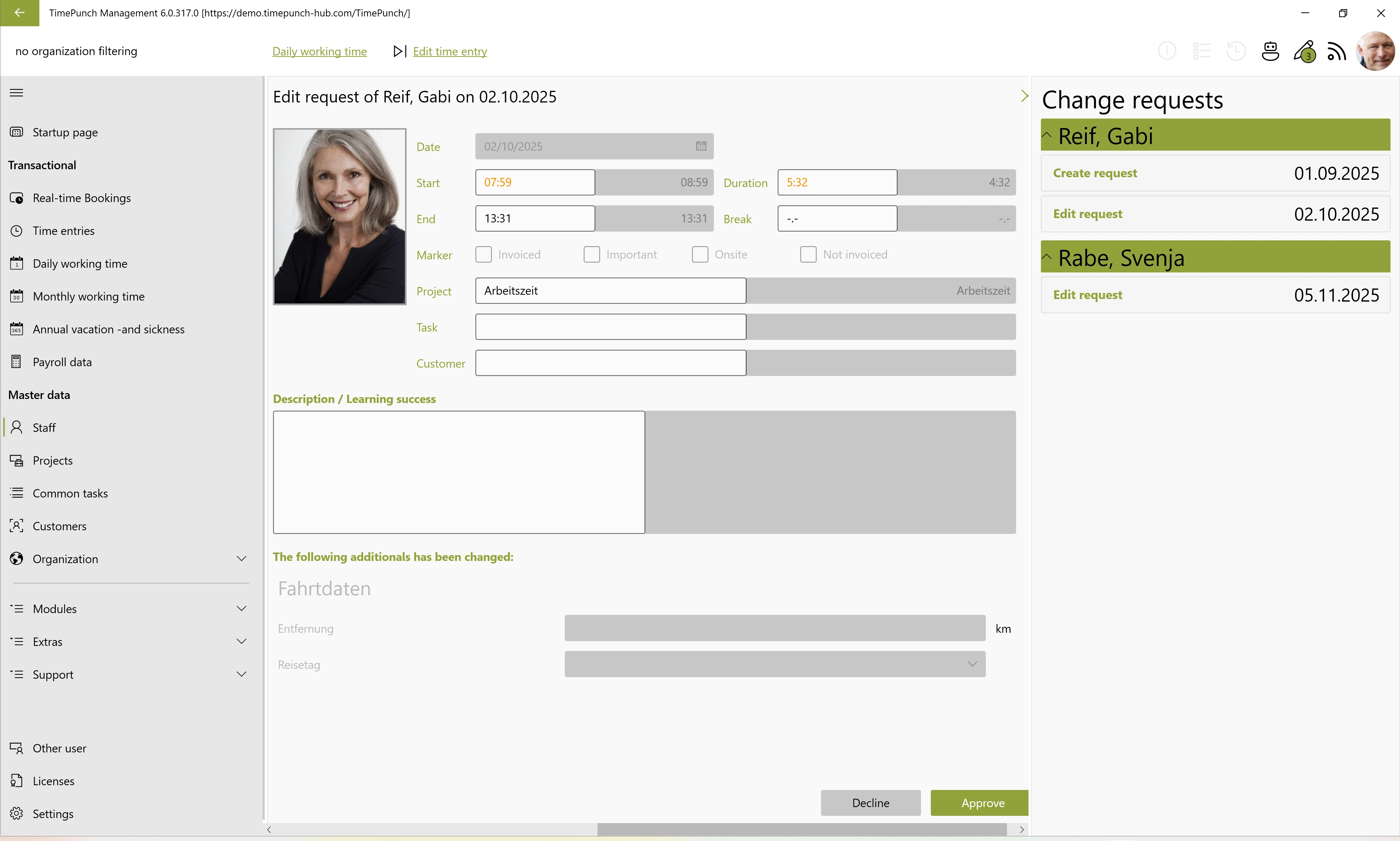 Self-disclosure – Approve change