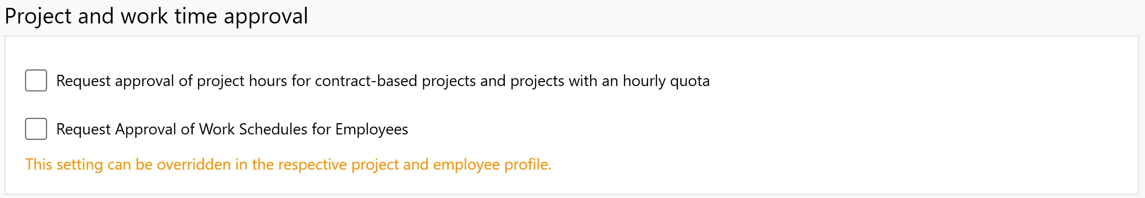 Project and Work Time Approval