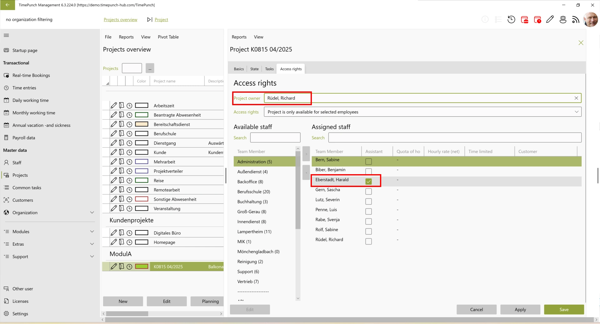 Approvers for Project Time Approval