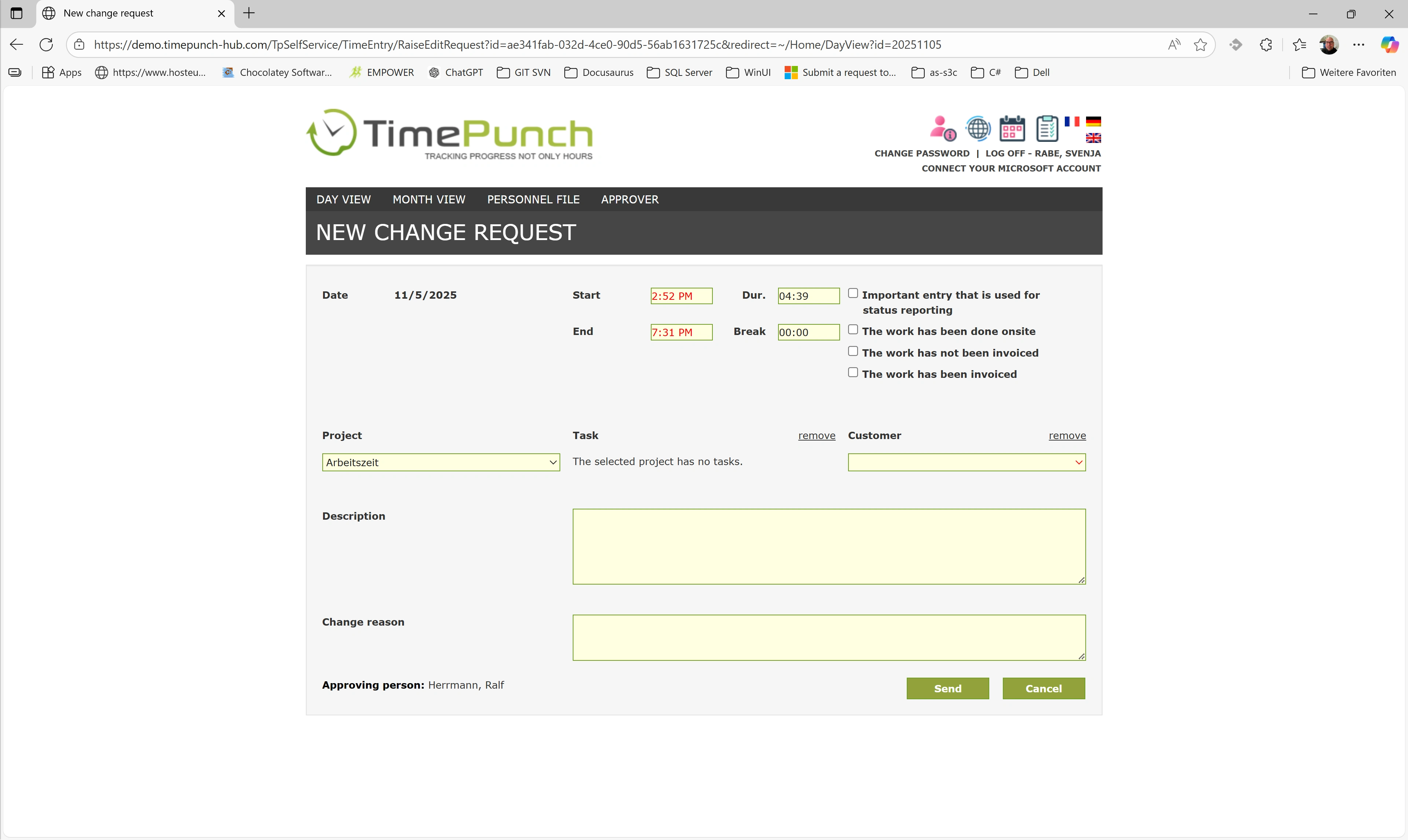Self-disclosure – Request change