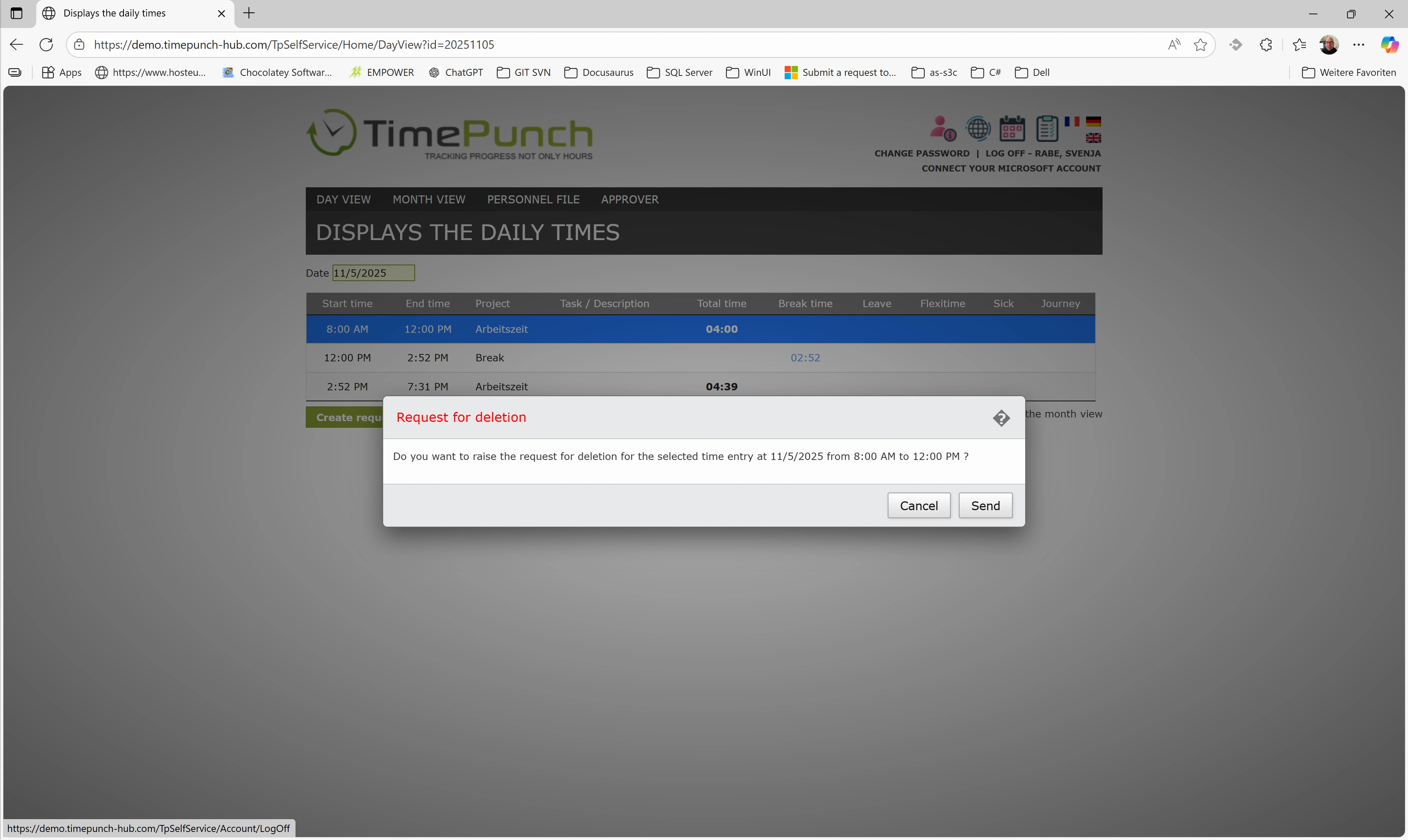 Self-disclosure – Request deletion