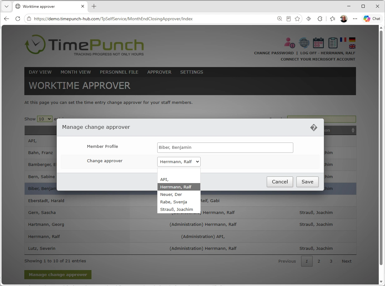 Self-Service Portal – Set Authorizing Person