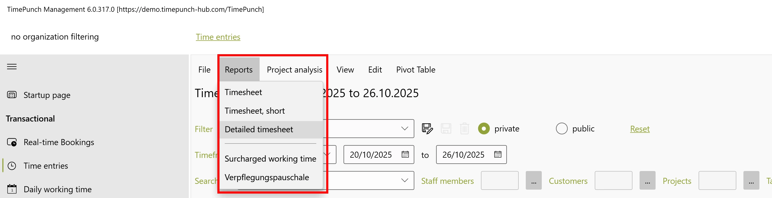 Working time reports