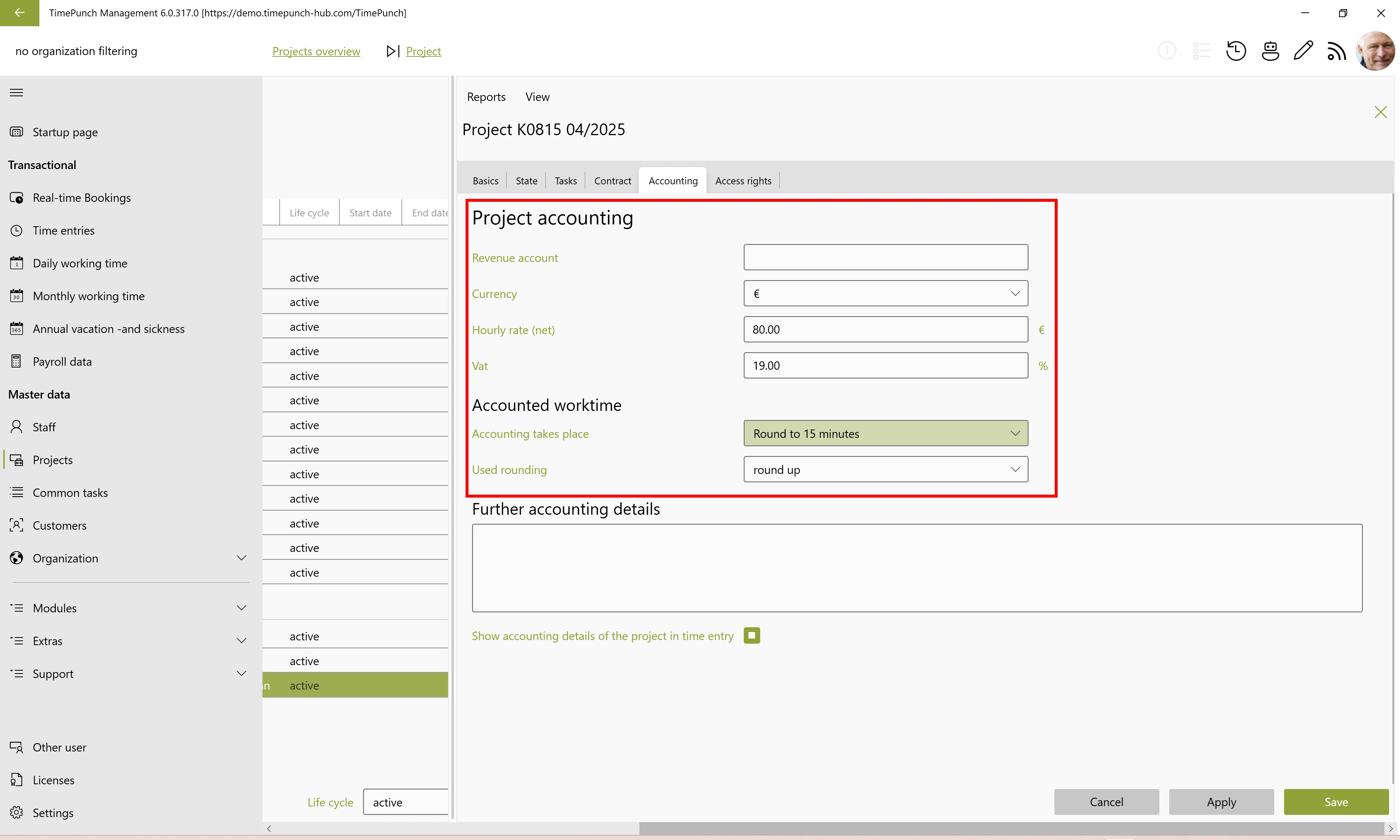 Billing-relevant data